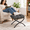 Dark Grey, variant on Black Upholstered Folding 15 Inch Metal Frame Foot Rest Stool Ottoman