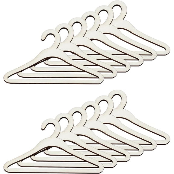 12PCS White Clothe Hanger Natural Wood Dress Hanger Mini Pet Coat Hanger Pant Hanger for Organizing Dollhouse Closet Skirt Scarf Trouser 56.5x100x4mm