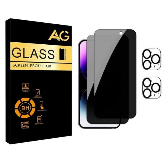 RJ-Merchs 4 Pack Quality 2x Privacy Screen Protector with 2x Lens Protector-iPhone 15 Pro