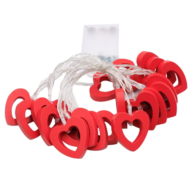 LED Valentine's Day Decorative Lantern Proposal Wedding Decoration Festival Light String Hollow Red Wooden Light