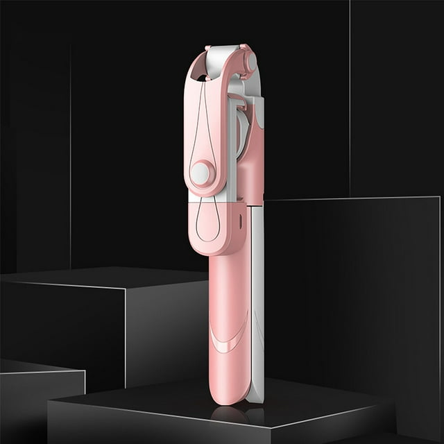jesticaly Perche à Selfie Télécommande Sans Fil Trépied Pliable Bluetooth - Compatible V4.0 Support avec Remplissage Rose Clair 1Ensemble