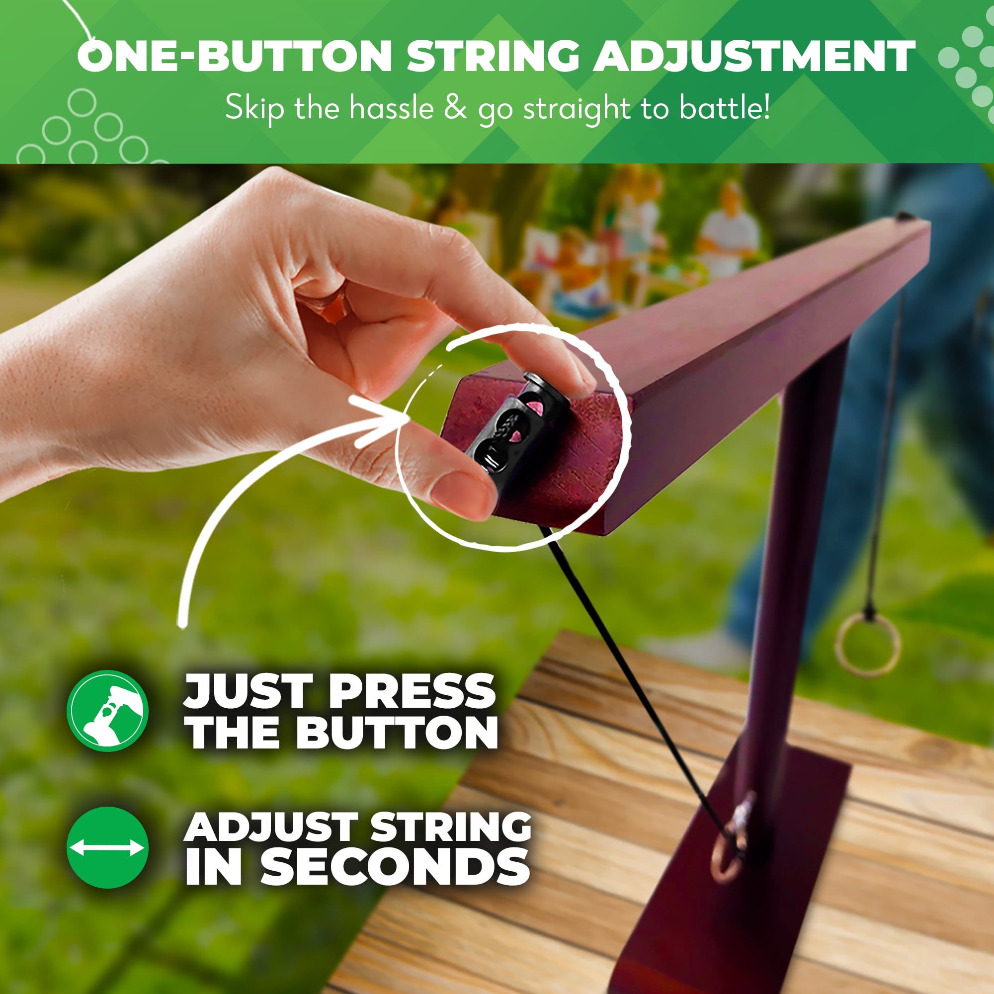 Swooc Games® - Battle Hooks XL Hook and Ring Game with Ladder - 20 Second Set Up - Hook and Ring Toss Game for Adults - Wooden Ring Hook Tossing Game - Tabletop Ring Hook Game