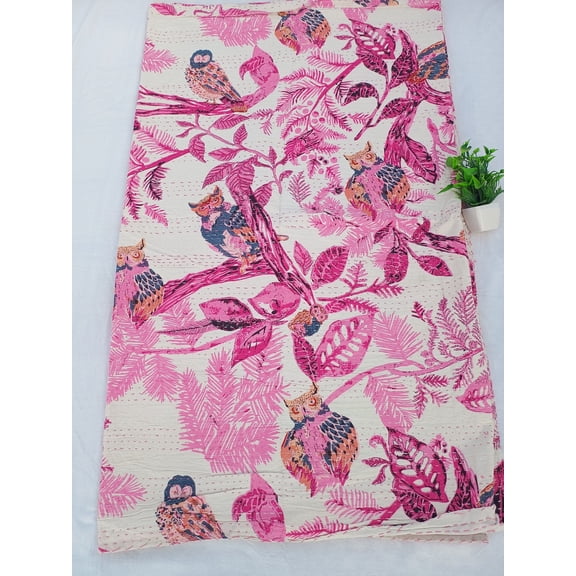 A And E Textiles House Beautiful Floral Handmade Kantha Quilt Unique Design Handmade Kantha Quilted Bedding Bedspread Handblock Print Throw Blanket Well-Looking