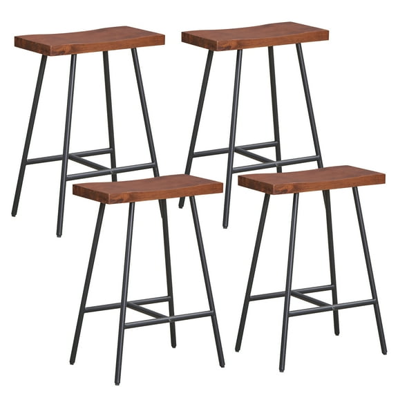 Gymax Saddle-Seat Bar Stool 4 Set Counter Height Bar Stools w/ Curved Seat Surface