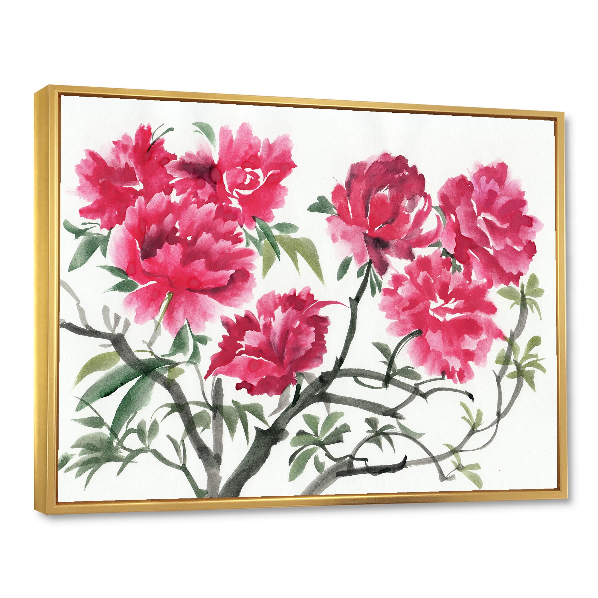 Designart 'Ancient Purple Azalea Flower' Traditional Framed Canvas Wall Art Print