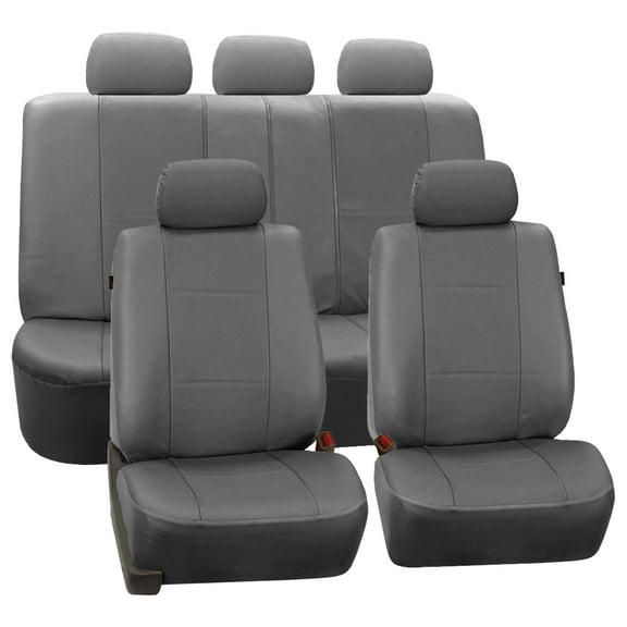 FH Group Universal Fit Deluxe Leatherette Padded Seat Covers For Car Truck SUV Van - Gray Full Set