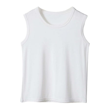 Children s Top - Boys Summer Tank Top Soft Breathable Fabric Comfortable Casual Wear Lightweight Sleeveless Tee Ideal for Daily Outfits And(Color:White Size:15-16 Years)