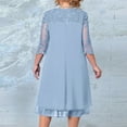 thumbnail image 4 of Huresd Mother of The Bride Dress Two Piece Plus Size Formal Evening Party Dress with Lace Jacket Outfits Light Blue 3XL, 4 of 4