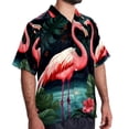 thumbnail image 2 of Flamingo Tropical Rainforest Men's Short Sleeve Beach Shirts Hawaiian Button Down Casual Summer Printed Unisex Top, 2 of 6