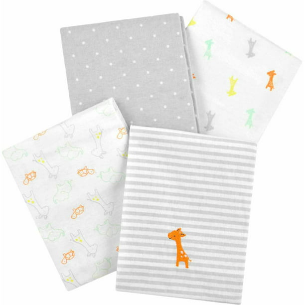 Child of Mine by Carter's Giraffe Family 4Pack Flannel Receiving Blankets