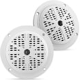 thumbnail image 1 of 4 Inch Dual Marine Speakers - Waterproof and Weather Resistant Outdoor Audio Stereo Sound System with Polypropylene Cone, Cloth Surround and Low Profile Design - 1 Pair - PLMR41W (White), 1 of 5