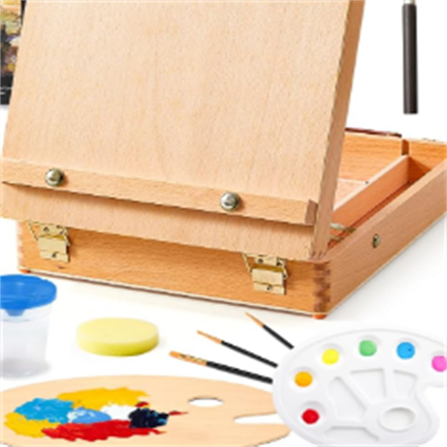 59 Pack Professional Painting Supplies with Wood Tabletop Easel, 30 Colors Acrylic Paint, Canvas, Brushes, Palette, Complete Painting Kit for Kids, Adults, Artists