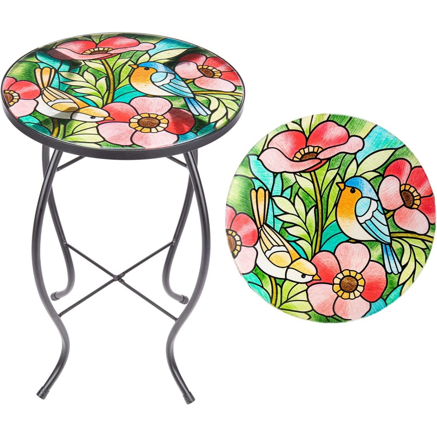 Patio Side Table Outdoor Accent Table Bistro Coffee Table Plant End Table Small Porch Table