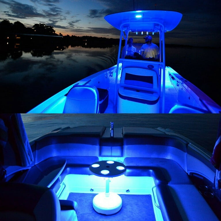 Leke 4Pcs LED Boat Interior Lights Marine Courtesy Light Strip Deck Transom  Cockpit Navigation Lighting Waterproof for Fishing Pontoon Kayak Yacht  Sailboat,Blue 