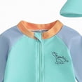 thumbnail image 4 of Ccpelsie Baby Boys Swimsuit One Piece Striped Zipper Bathing Suit Rash Guard Long Sleeve Swimwear Sunsuit(Green,6-12 Months), 4 of 7