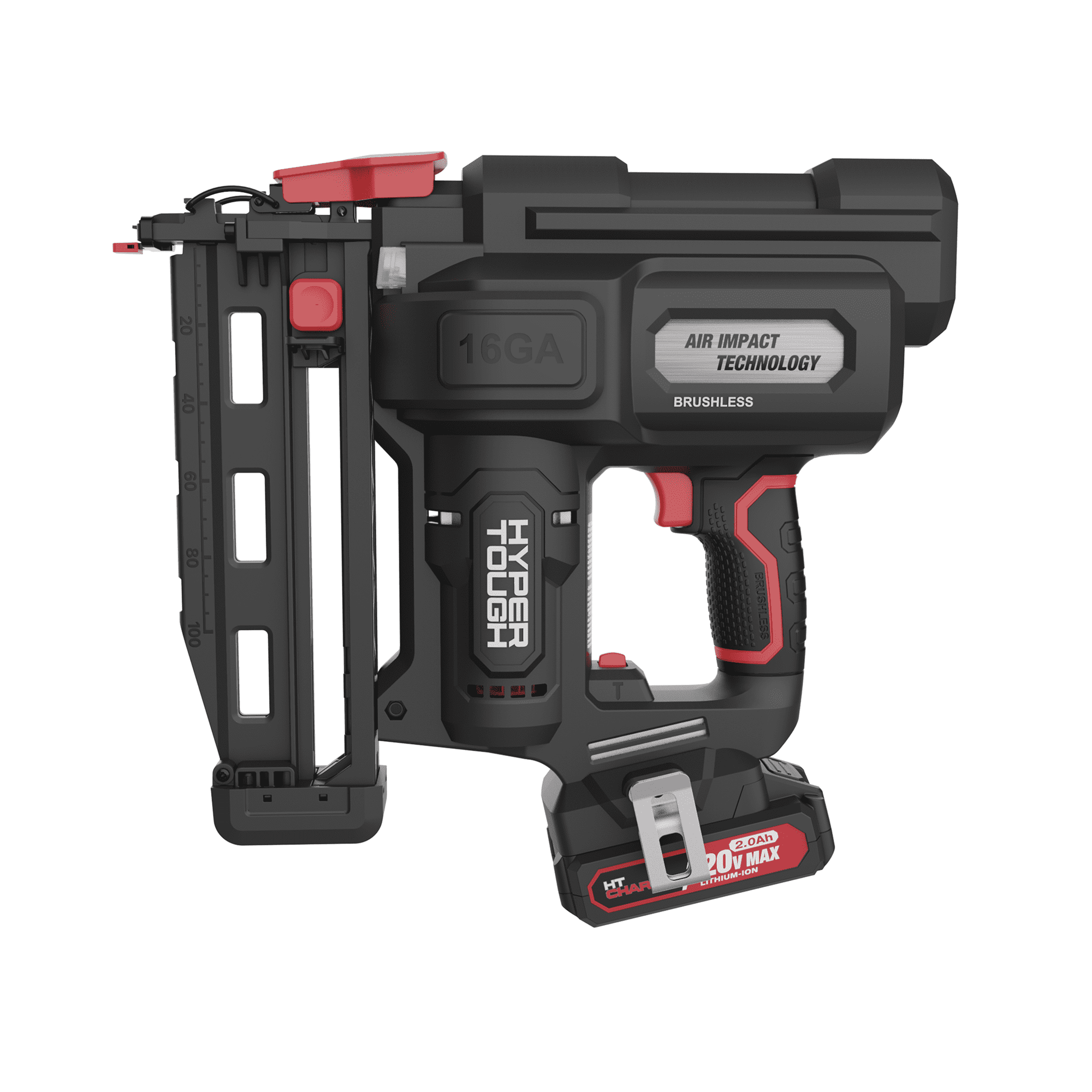 Hyper Tough 20V Brushless Cordless 16-Gauge Finish Nailer Kit with Lithium-Ion Battery