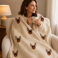 thumbnail image 4 of Sahpxhe Christmas Flannel Throw Blanket with Christmas Elk Design,Ultra Soft Reversible Winter Blanket for Couch and Bed,Cozy Christmas Home Decor,59.1x39.4in J-L, 4 of 6