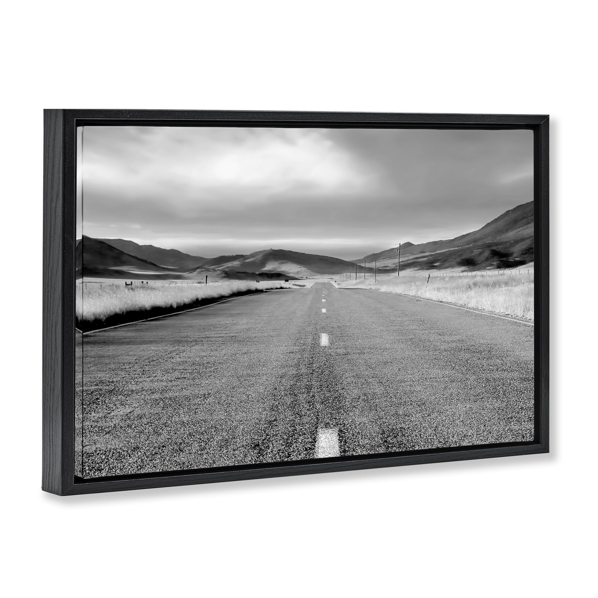 Stupell Industries Open Road Through Rolling Hills Black Framed Floater Canvas Wall Art, design by Steve Toole