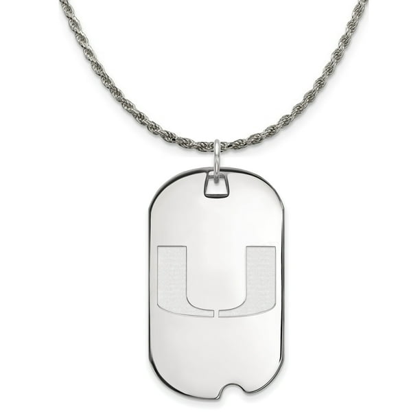 Black Bow Jewelry Company Ncaa Silver U Of Miami Large Dog Tag Pendant Necklace Com - Big Dog Tag Pendant Necklace Black Bow Jewelry Company Ncaa Silver U Of Miami Large Dog Tag Pendant Necklace Com - Big Dog Tag Pendant Necklace