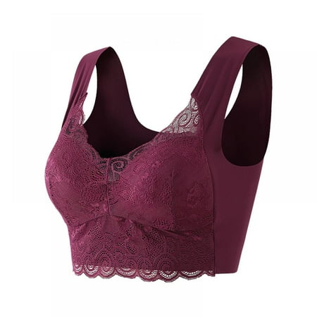 

Lace Wireless Bra Thin Full-Coverage V Neck Bra Vest Style Gathered Underwear Comfort Bra for Everyday Wear
