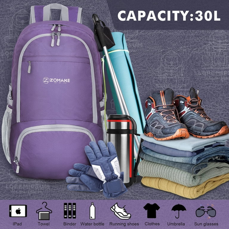 Lightweight Packable Backpack 30L Foldable Travel Daypack with Bottle Pocket Amazon.com : ZOMAKE Lightweight Packable Backpack 30L  main image 2