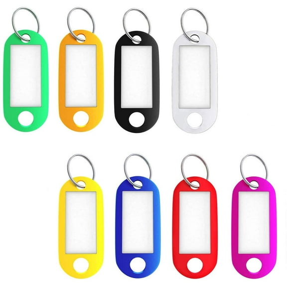 Key Tags with Split Ring, Home Key Fobs Labels ID Keyring Tags, 8 Colors, 16pack