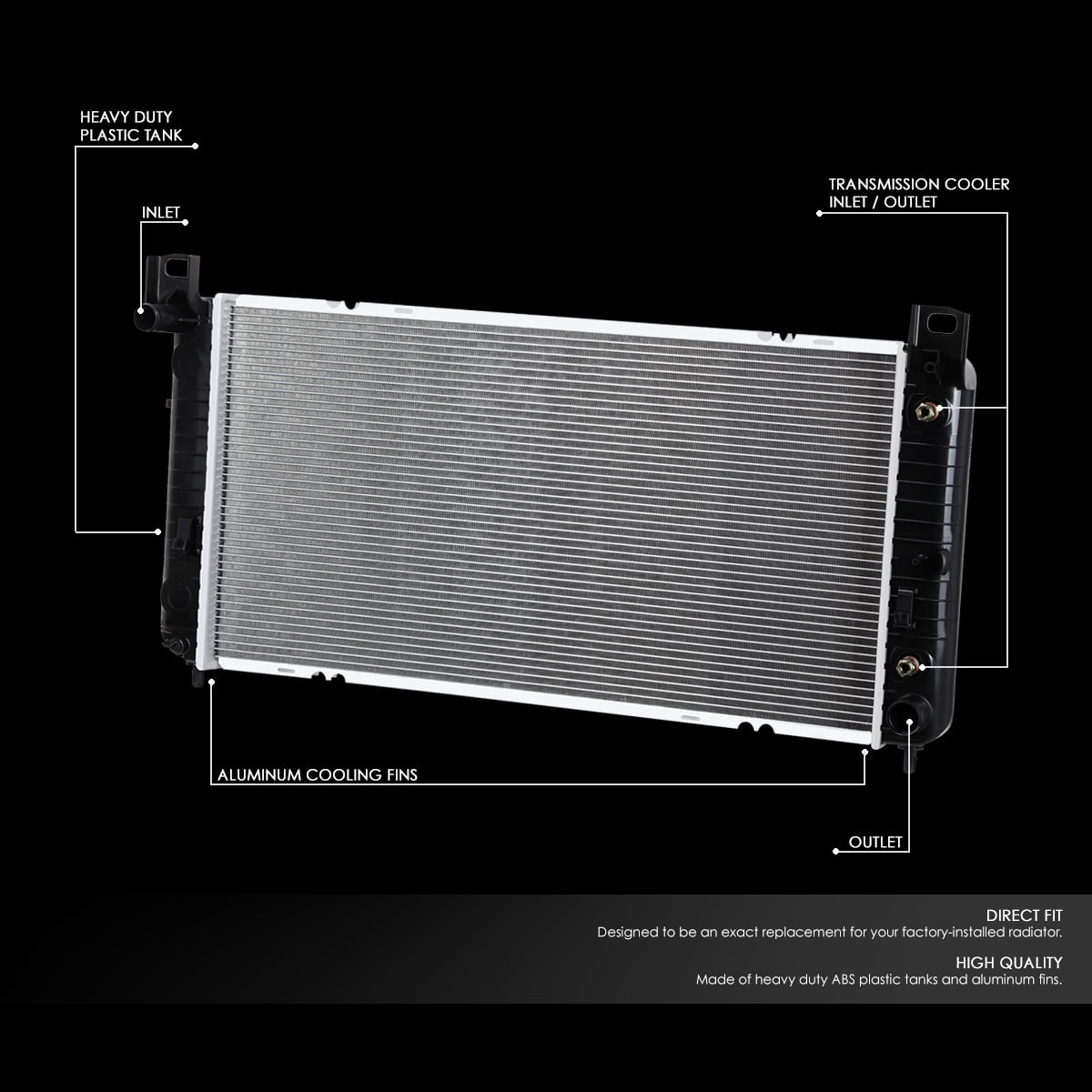 DNA Motoring 2423 Aluminum Radiator 34" Core For 2007-2013 Silverado Sierra Suburban Yukon Tahoe Automatic