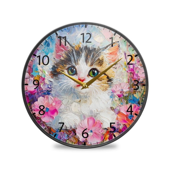 BZSMCE Wall Clock Acrylic Size:9.5*9.5in/11.9*11.9in Floral Whiskers Delight Design Pattern Clock