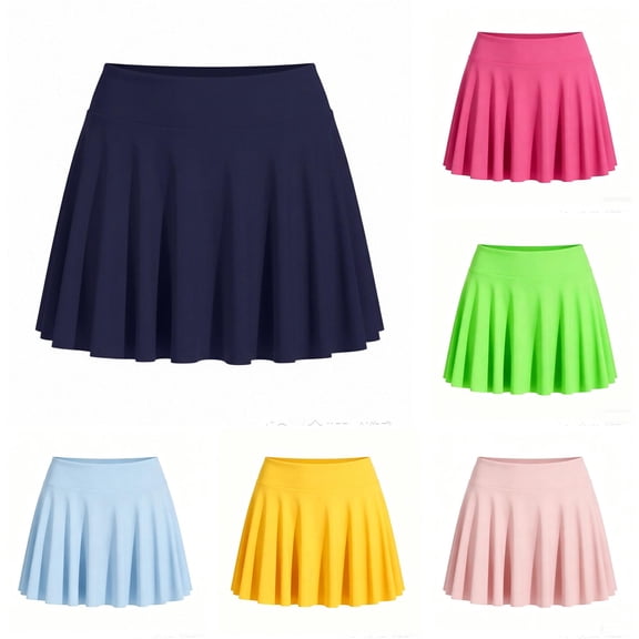VNKIDY Girls Kids High Waist Pleated Skort With Hidden Ball Pocket Summer Regular Fit Quick Dry Stretchy Athletic Tennis Sports Skirt Shorts For Child Cozy Bottoms 5-6 Years