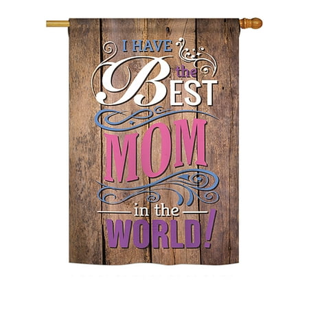 Ornament Collection - Best Mom in the World Summer - Seasonal Mother's Day Impressions Decorative Vertical House Flag 28