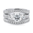 thumbnail image 2 of BERRICLE Sterling Silver 3-Stone Wedding Engagement Rings 1.5 Carat Cushion Cut Cubic Zirconia CZ Ring Set for Women, Rhodium Plated Size 9.5, 2 of 18
