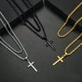 thumbnail image 2 of TINGN Layered Cross Necklace for Men Stainless Steel Cross Necklace Layered Rope Chain Box Chain Cross Pendant Necklace for Men Women, 2 of 6