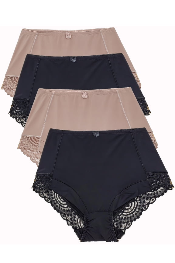 Barbra Women's Panties Nylon Scrunch Butt Briefs Small to Plus Size Multi-Pack