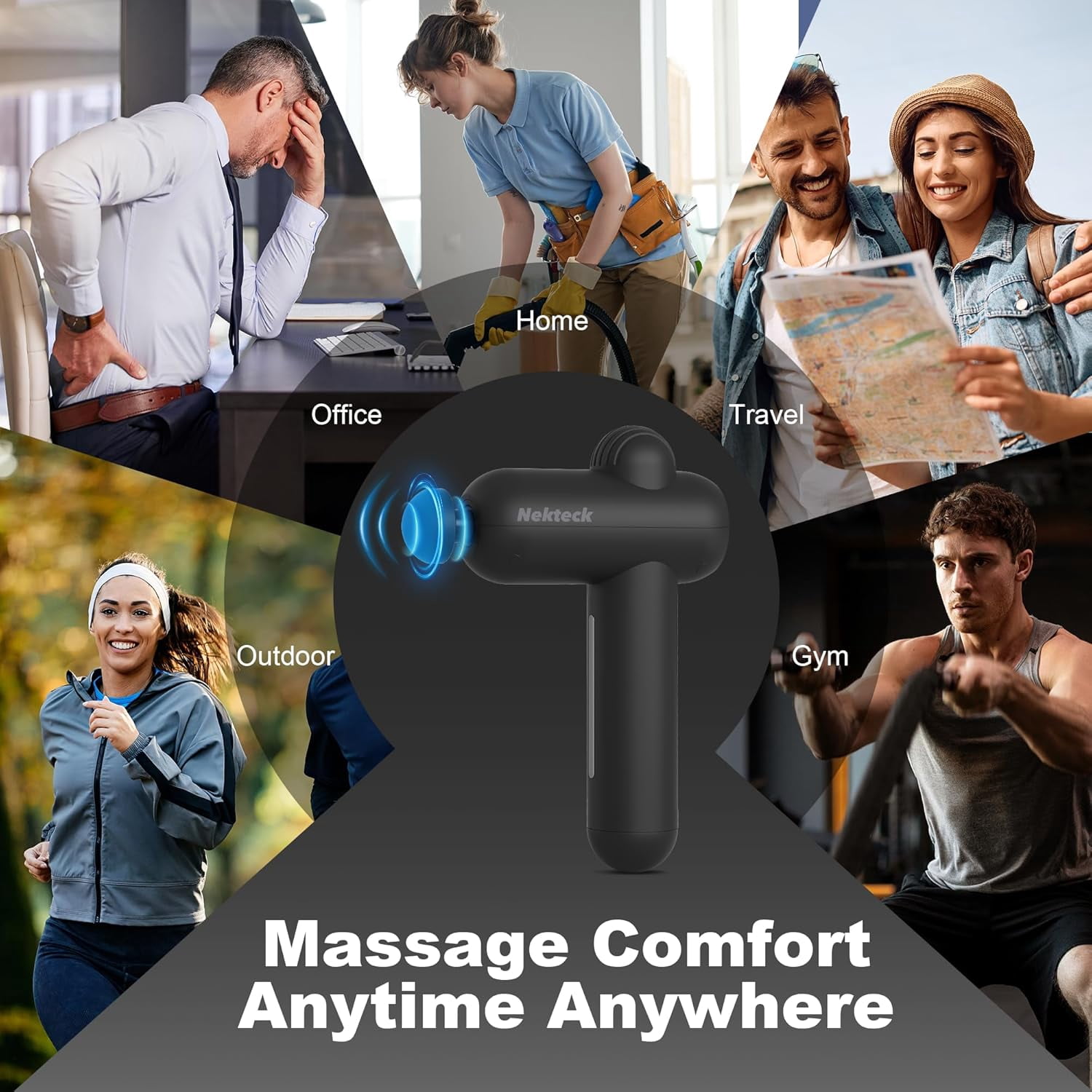 Deep Tissue Massage Gun with 12mm Amplitude and 30 Speeds for Full Body Muscle Relief