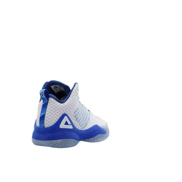 Blue and white basketball shoes sale