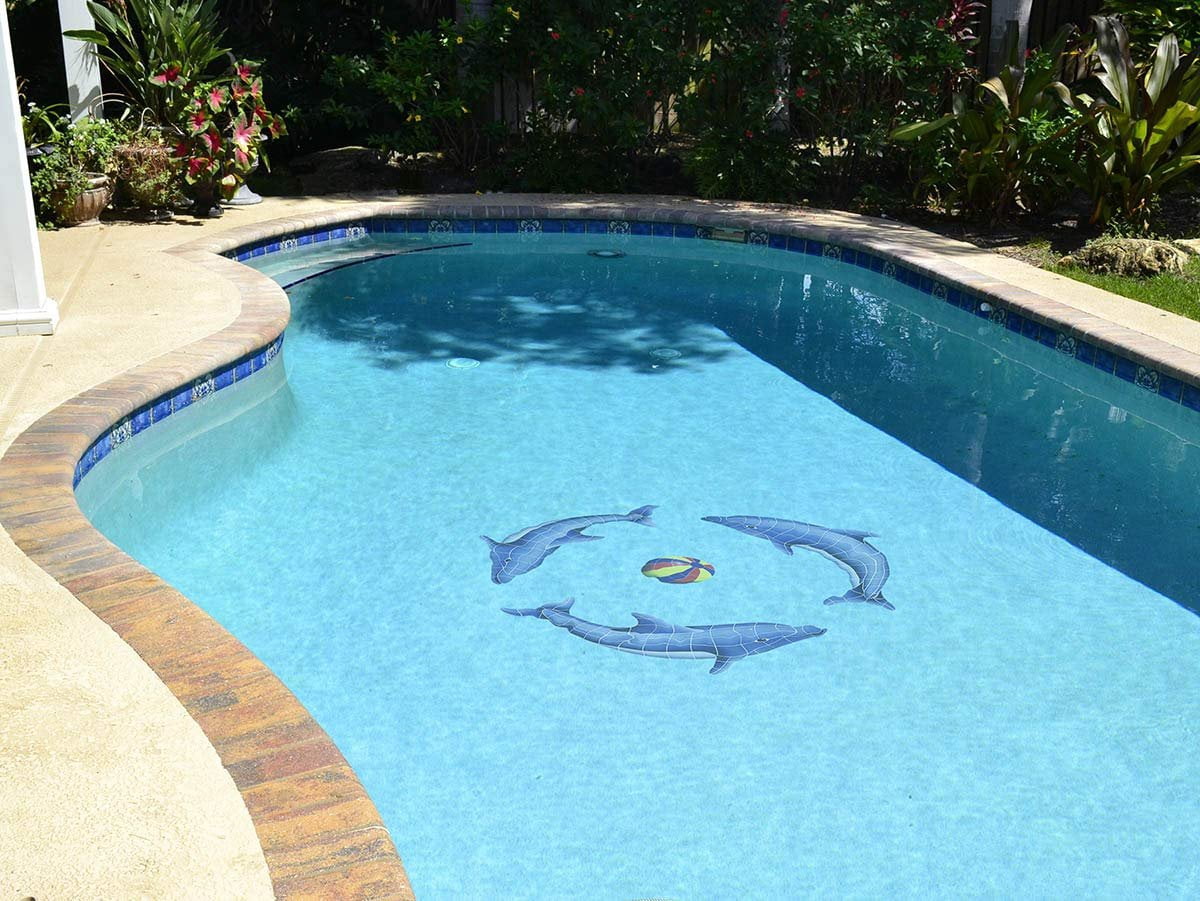 Dolphin Group Ceramic Swimming Pool Mosaic Multi, 42" x 42"