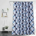 thumbnail image 6 of HOMERRY 72"W x 84"L Shower Curtains Quatrefoil Tile Pattern Fabric Shower Curtains for Bathroom Cotton Blend Washable, Navy Blue Gray, 1 Panel, 6 of 6