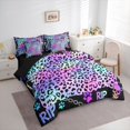 thumbnail image 2 of Castle Fairy Gradient Abstract Skull 7-Piece Twin Bedding,Vibrant Leopard Print Bedding Comforter Set,Iridescent Pastel,Black Reversible, 2 of 7