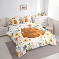 thumbnail image 2 of Castle Fairy Watercolor Floral Bear 7-Piece Twin Bedding,Cute Flower Daisy Animal Bedding Comforter Set,Peach Brown Cream,Reversible, 2 of 7