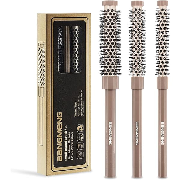 wonima11 3 Pieces Small Round Brush Set, 3/7 1/2 5/8 Inch Barrel HairBrush for Blow Drying, Soft Bristles Style Volumize Hair Brush for Women Men Short Hair, Bangs, Roots, Curling, Straight