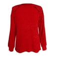 thumbnail image 4 of Crunowin Women's Knitted Sweater, Solid Color Crew Neck Loose Fit Long Sleeve Cozy Comfort Casual Pullover Tops Red L, 4 of 4