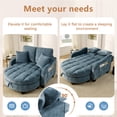 thumbnail image 6 of 42" Cloud Boneless Curved Chaise Lounge Chair with Ottoman, Adjustable Backrest Chenille Single Chair, Blue for Living Room Bedroom Apartment, 6 of 9