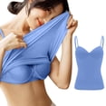 thumbnail image 7 of Camisole Tops for Women Built in Bra Adjustable Spaghetti Strap Workout Yoga Shirts Basic Tank Tops Layer Padded Bra Sky Blue L, 7 of 7
