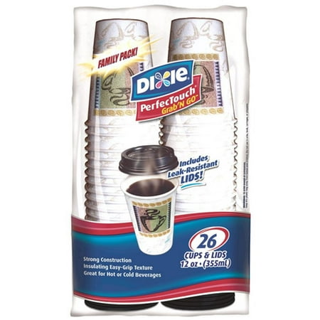 Dixie To-Go Hot w/lids Cups 12 oz 26ct