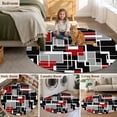thumbnail image 5 of Red Black Geometric Round Area Rug 3.3Ft Washable Circle Rugs for Dining Room Table, Modern Color Block Abstract Non-Slip Carpet Floor Mats Indoor Outdoor Carpet Runner Aesthetic Home Decor, 5 of 8