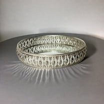 D. Glore Present- Round Mini German Silver Tray | Silver Plated | Round Decorative Tray | Best Gift for Pooja | Décor | Diwali | Anniversary | House Warming | Birthday (Pack of 1) Size: 8x8 Inches
