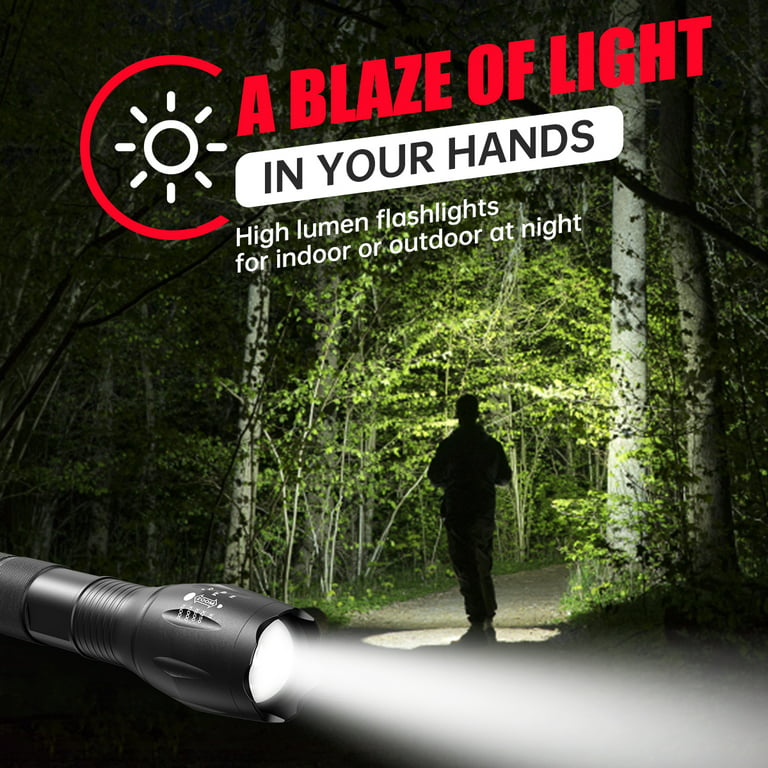 Bright Flashlights Handheld Hight AAA 5 2000 Packs 2 Zoomable IPX4 Tactical Lumens Water Flashlight ,Super Lights Camping Modes with LED Gifts Flashlights, for Resistant Battery