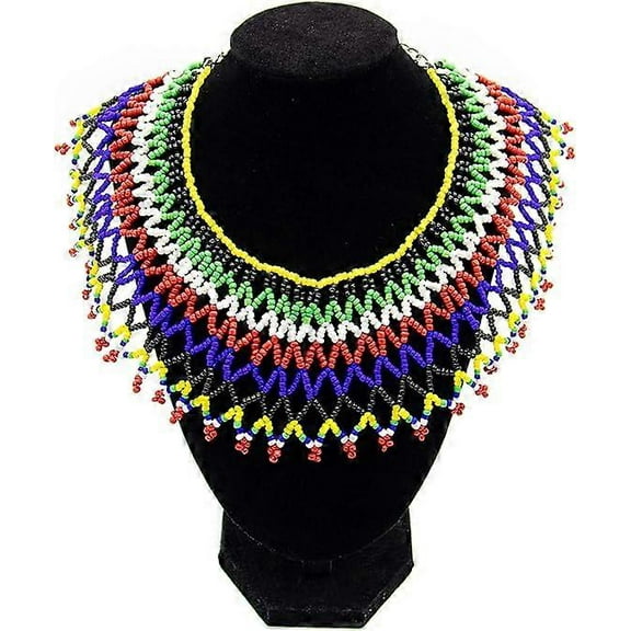 Colorful Beaded Bib Necklace Maasai Necklace South African Necklace African Necklace