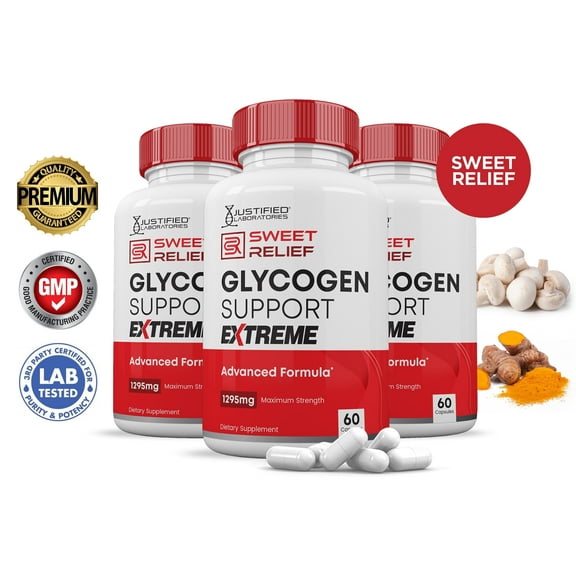 (3 Pack) Sweet Relief Glycogen Extreme Advanced Formula 1295MG 180 Capsules