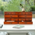 thumbnail image 3 of Wooden Desktop Organizer, 4 Packs 3-Drawer Storage Box for Home, Office, Brown, 3 of 12